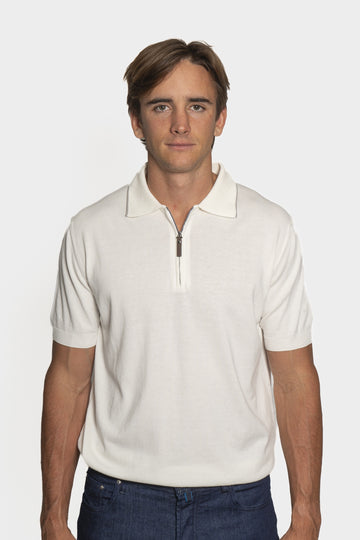 CANALI White Trim On Collar Polo