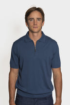 CANALI | Polo With Trim On Collar | Dark Blue