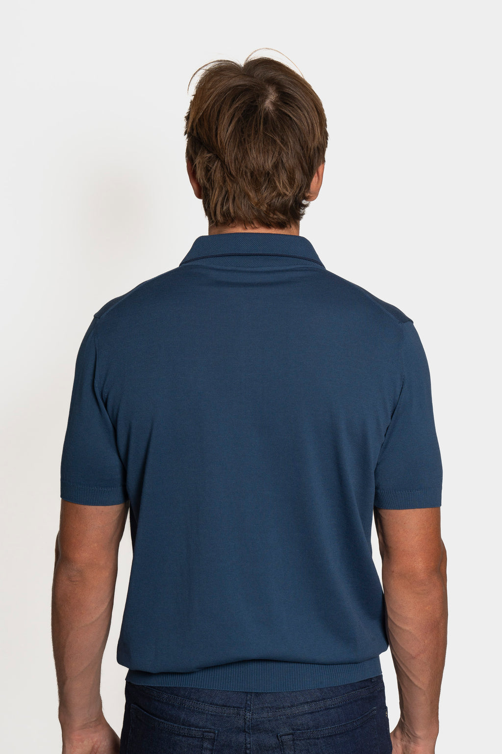 CANALI | Polo With Trim On Collar | Dark Blue