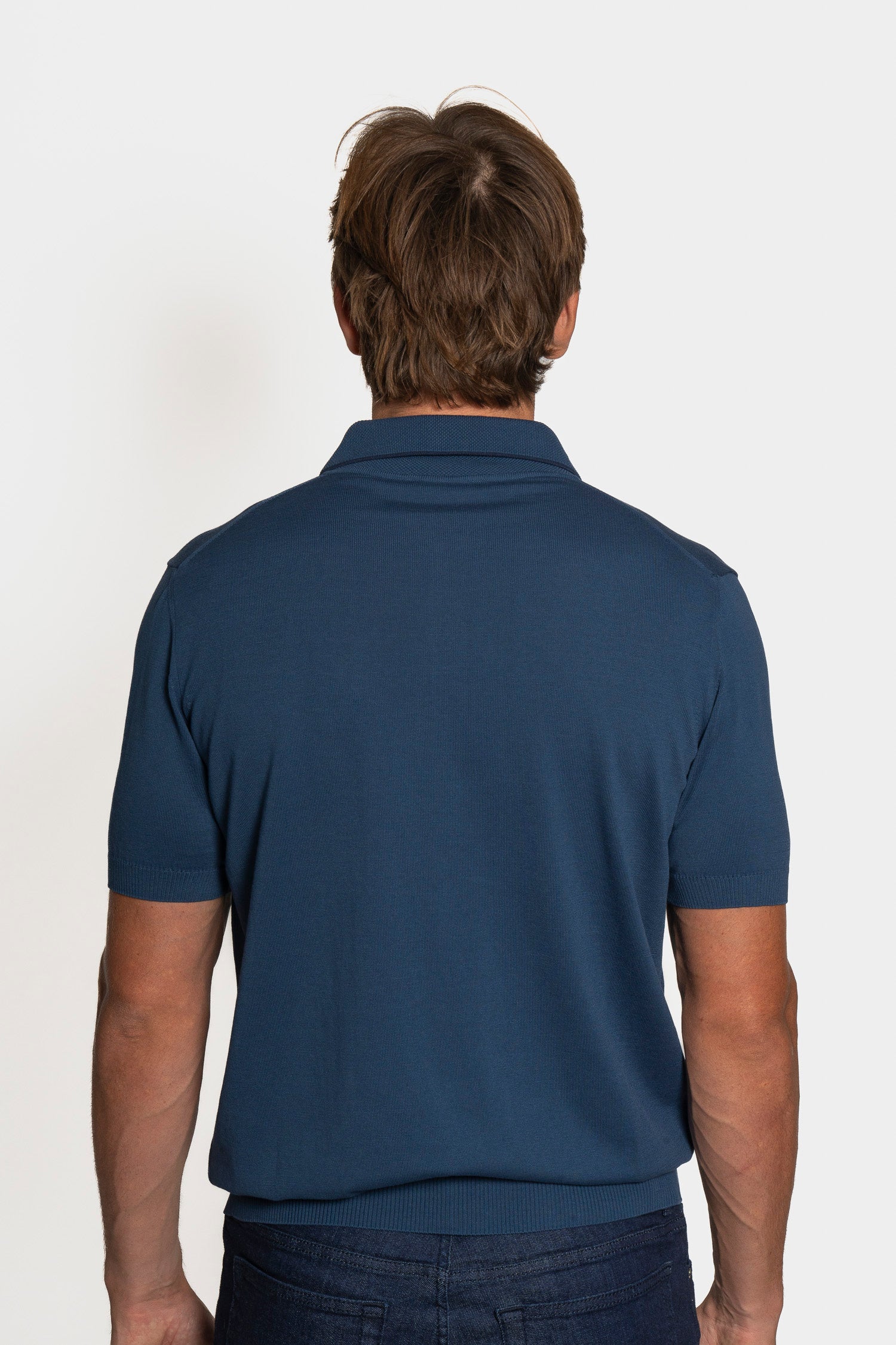 CANALI | Polo With Trim On Collar | Dark Blue