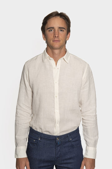 CANALI Cream Casual Linen Shirt