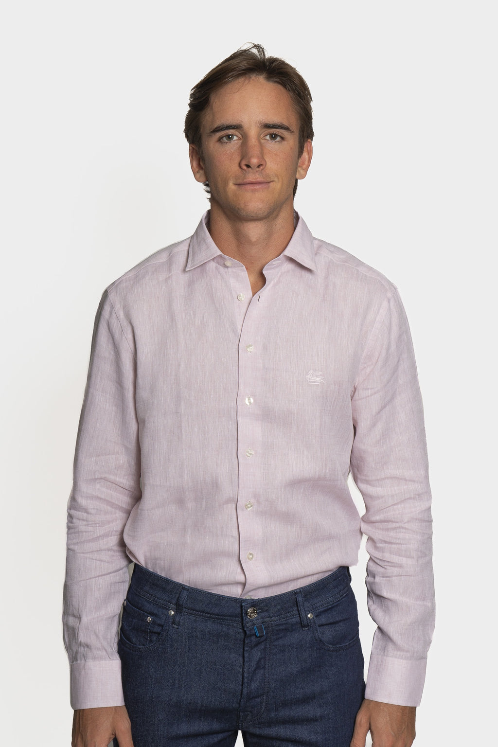 ETRO | Regular Fit Linen Shirt | Pale Pink