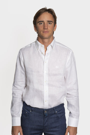 ETRO White Plain Linen Shirt