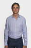 ETRO | Striped Linen Shirt | Purple & Blue
