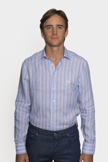ETRO Purple & Blue Striped Linen Shirt