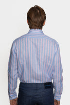 ETRO | Striped Linen Shirt | Purple & Blue
