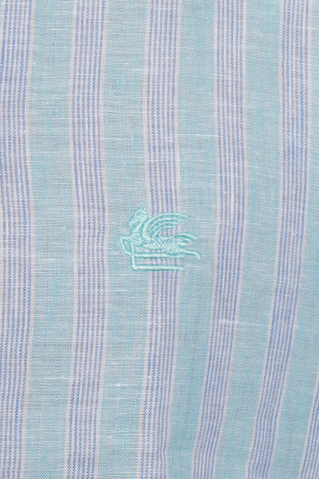 ETRO | Striped Linen Shirt | Teal & Blue
