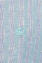 ETRO | Striped Linen Shirt | Teal & Blue