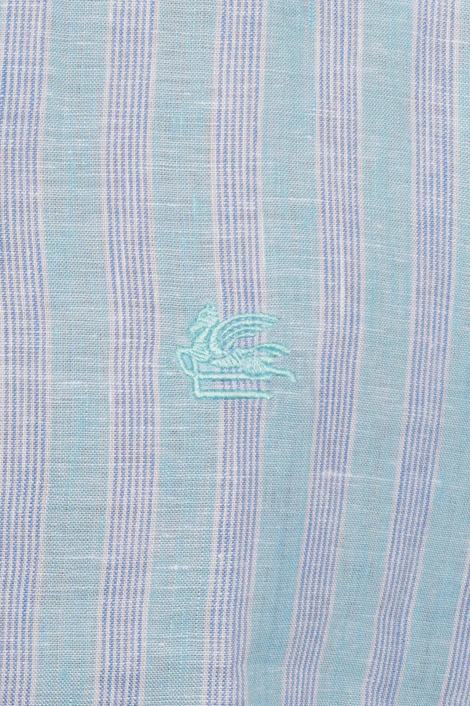 ETRO | Striped Linen Shirt | Teal & Blue