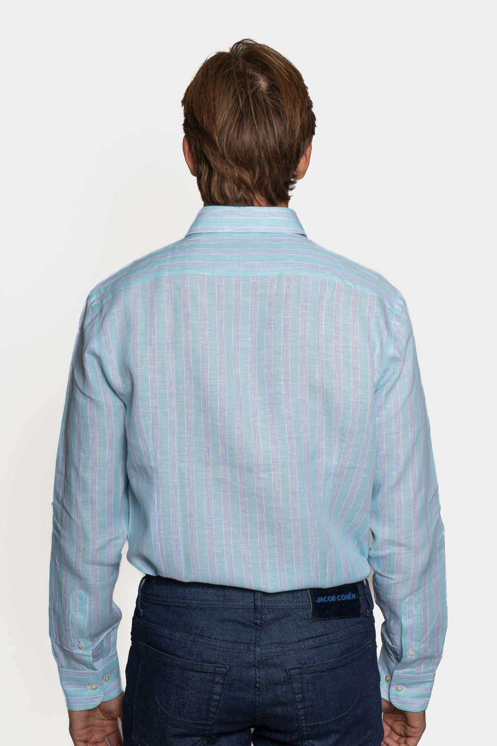 ETRO | Striped Linen Shirt | Teal & Blue