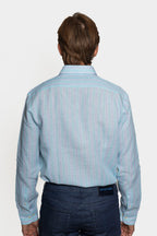 ETRO | Striped Linen Shirt | Teal & Blue