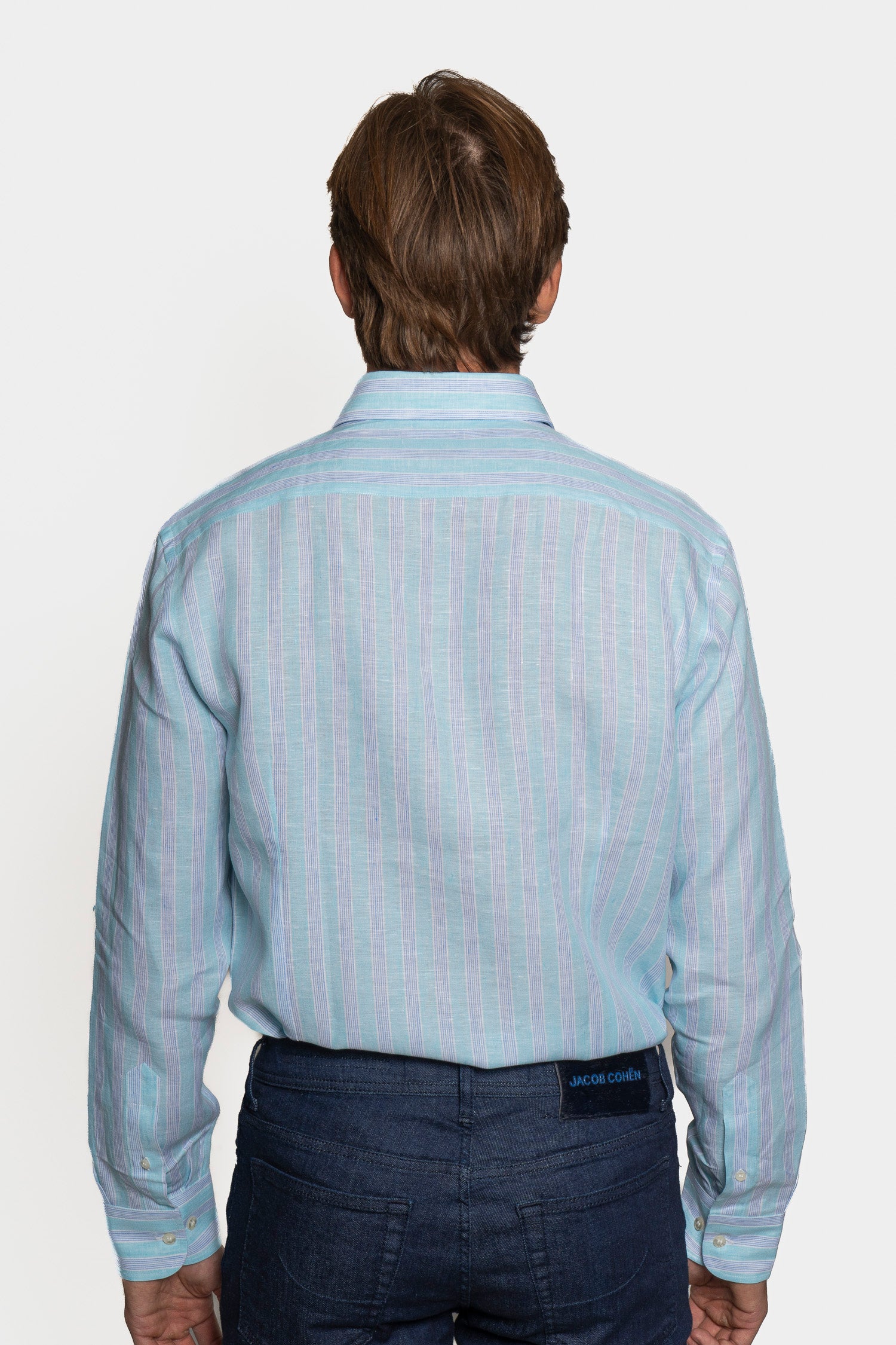 ETRO | Striped Linen Shirt | Teal & Blue