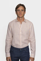 ETRO | Striped Linen Shirt | Orange & Pink