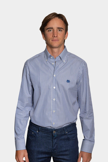 ETRO BLUE & White Fine Stripe Shirt