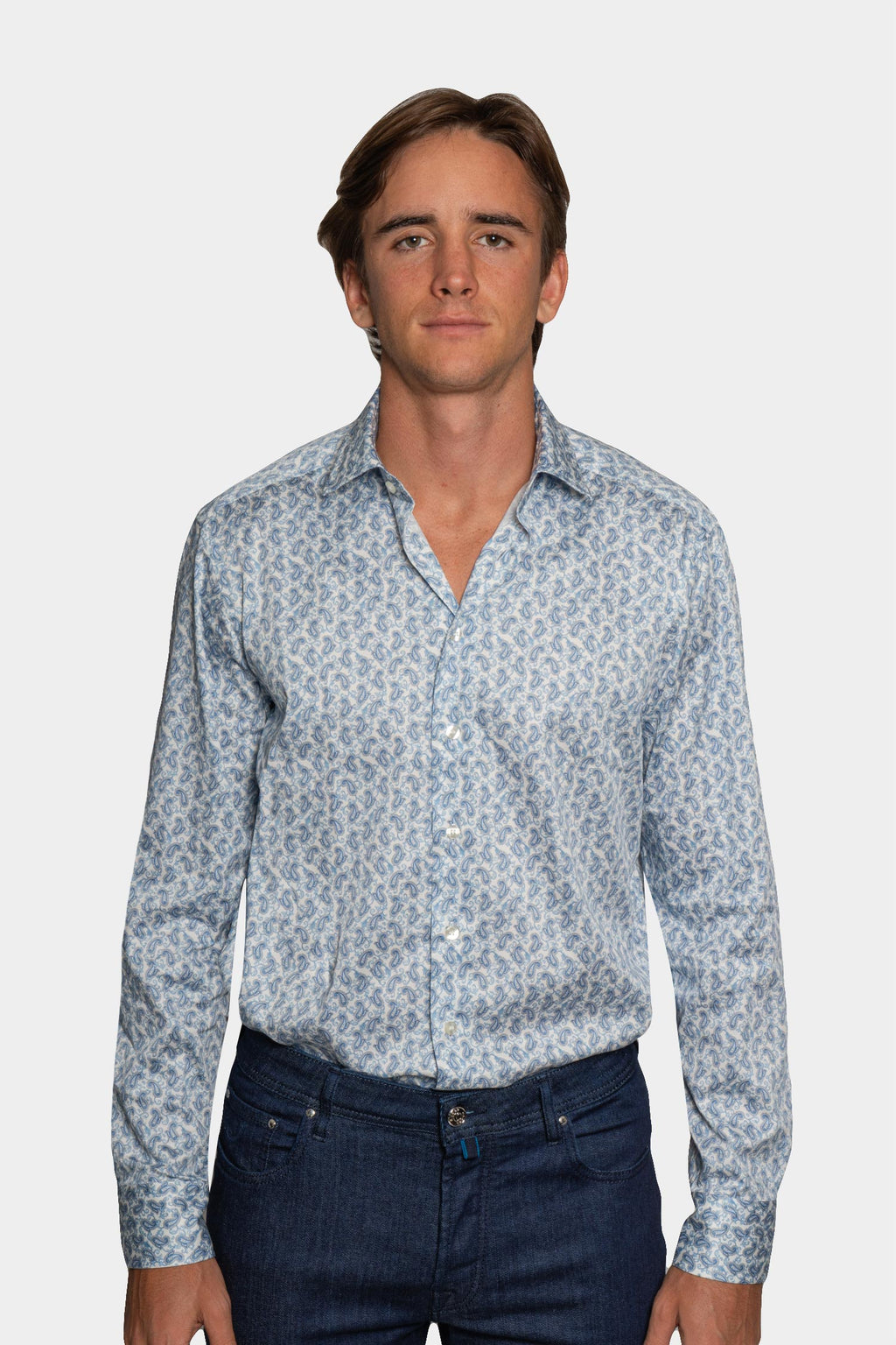 ETRO | Stretch Paisley Shirt | Blue & White