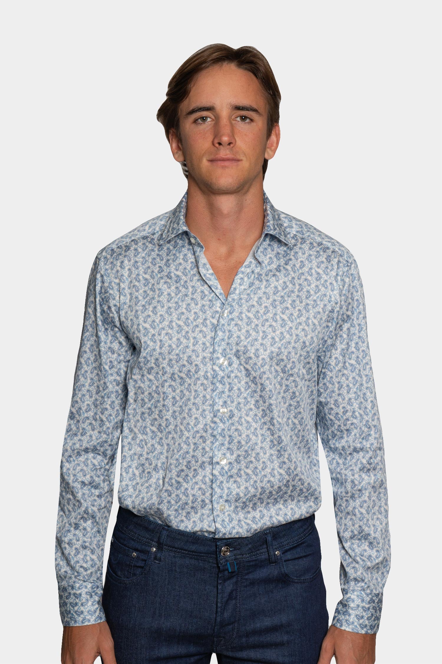 ETRO | Stretch Paisley Shirt | Blue & White