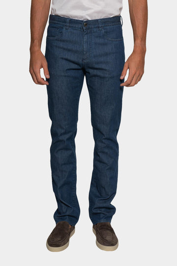 CANALI Denim Jeans With Tan Label