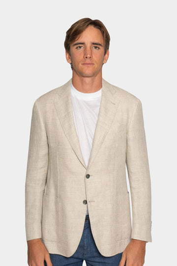 CANALI Creamy Beige Textured Window Check Jacket