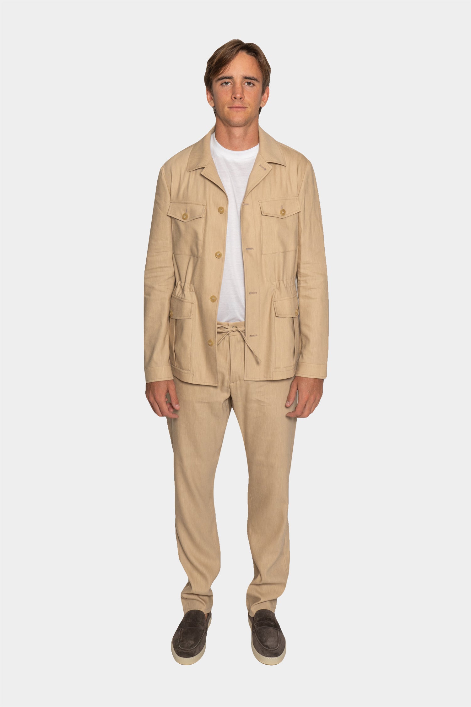 CANALI | Linen & Wool Safari Jacket | Camel