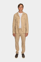 CANALI | Linen & Wool Drawstring Trousers | Camel