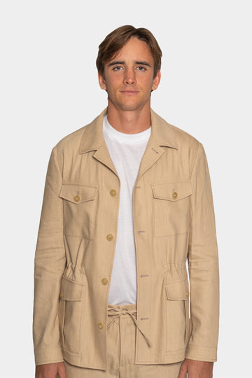 CANALI Camel Linen & Wool Safari Jacket