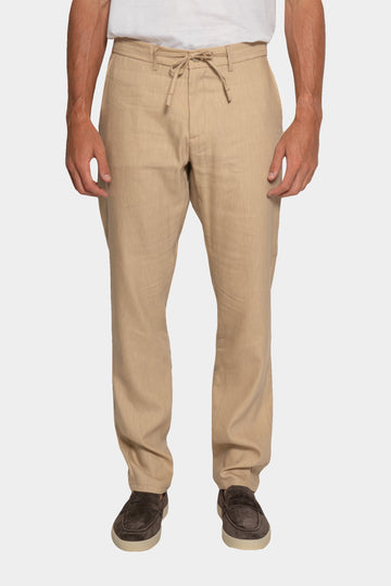 CANALI Camel Linen & Wool Drawstring Trousers