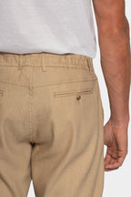 CANALI | Linen & Wool Drawstring Trousers | Camel