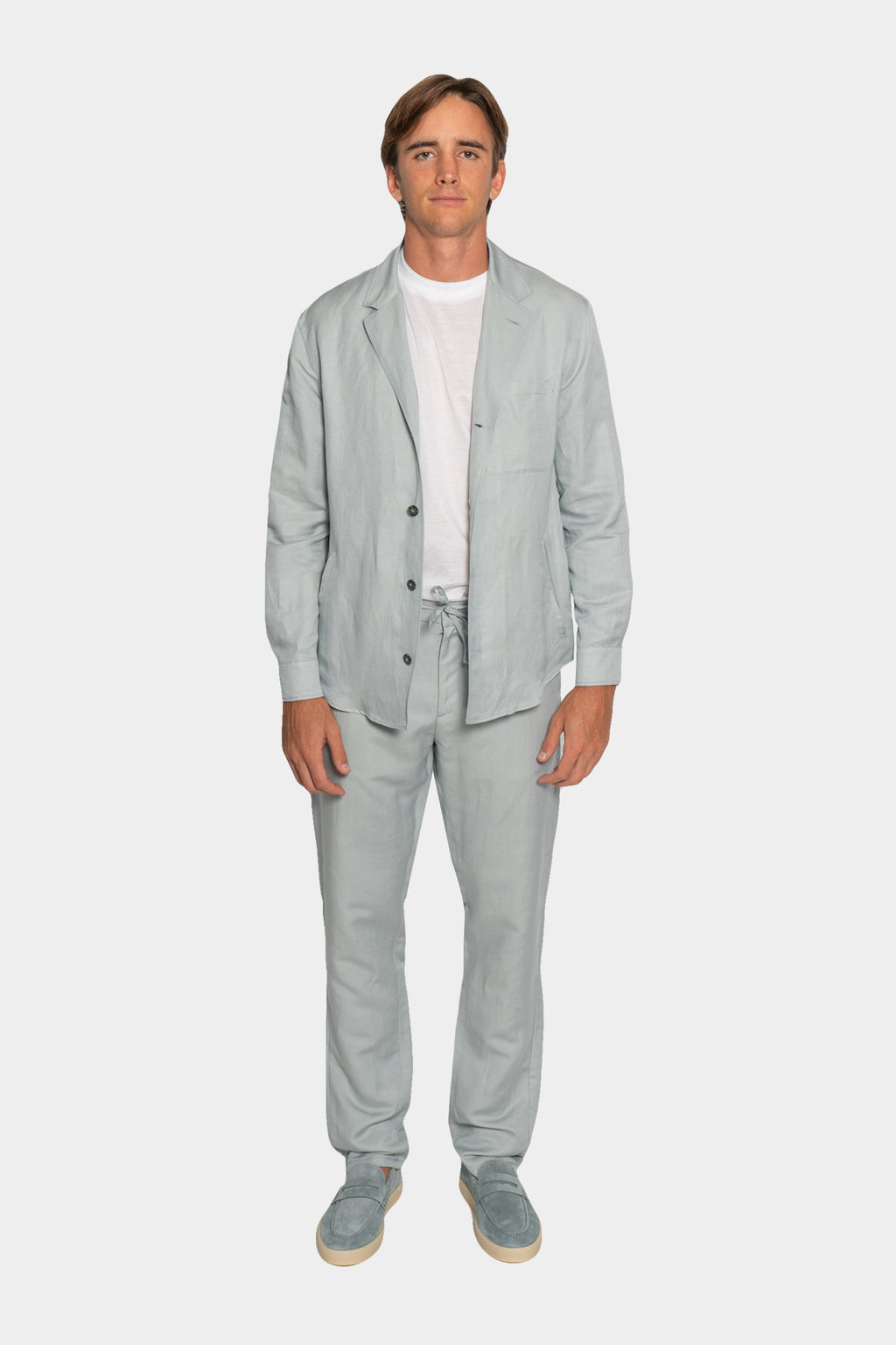 CANALI | Linen & Silk Drawstring Trouser | Light Blue
