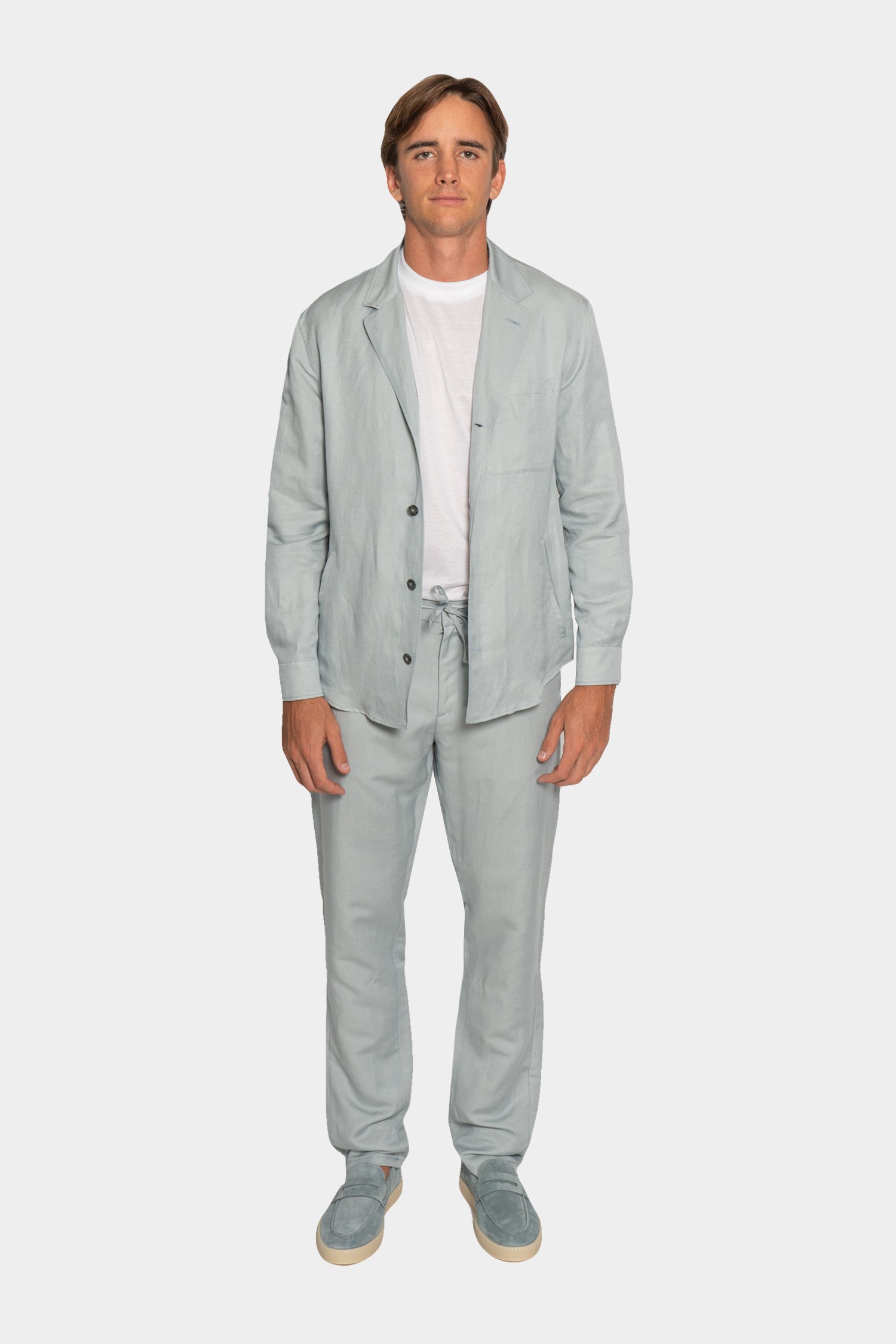 CANALI | Linen & Silk Drawstring Trouser | Light Blue