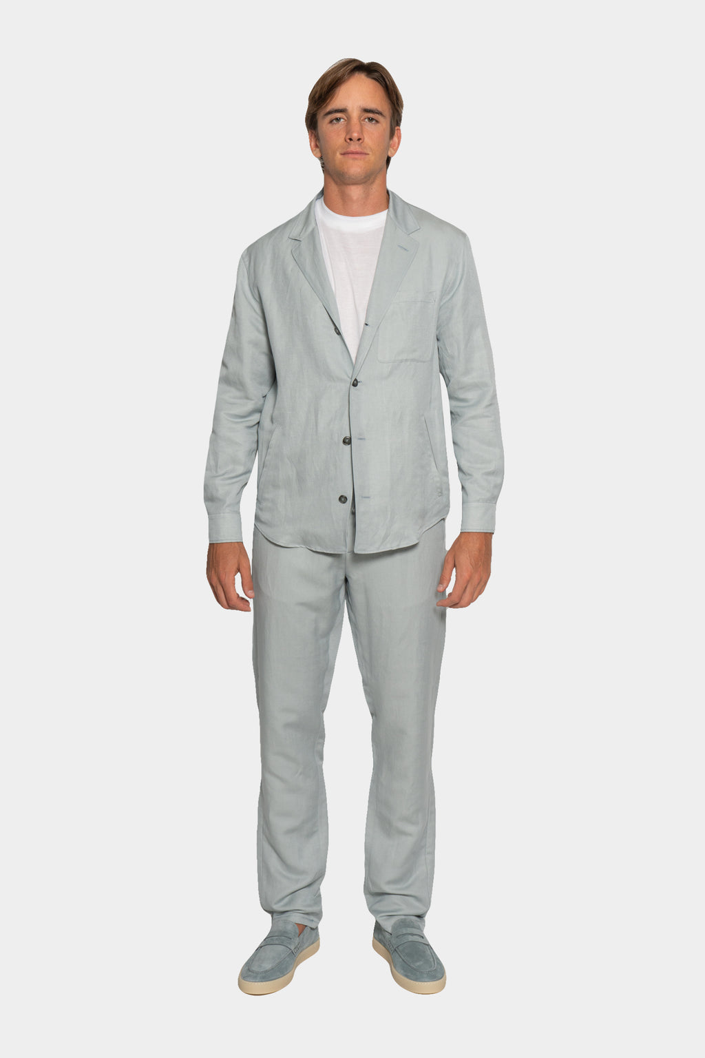 CANALI | Linen & Silk Drawstring Trouser | Light Blue