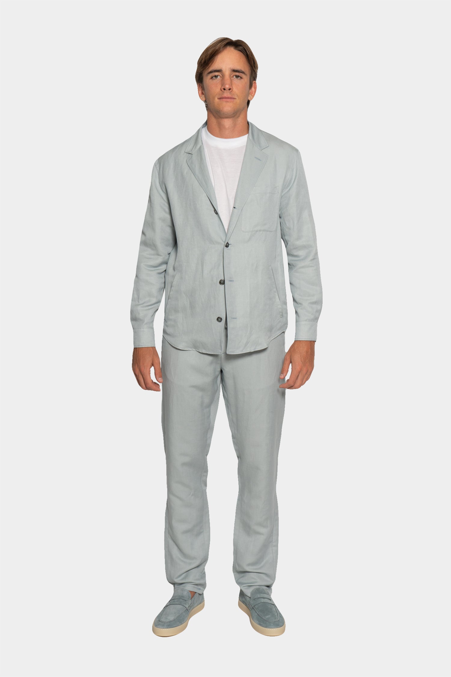 CANALI | Linen & Silk Drawstring Trouser | Light Blue