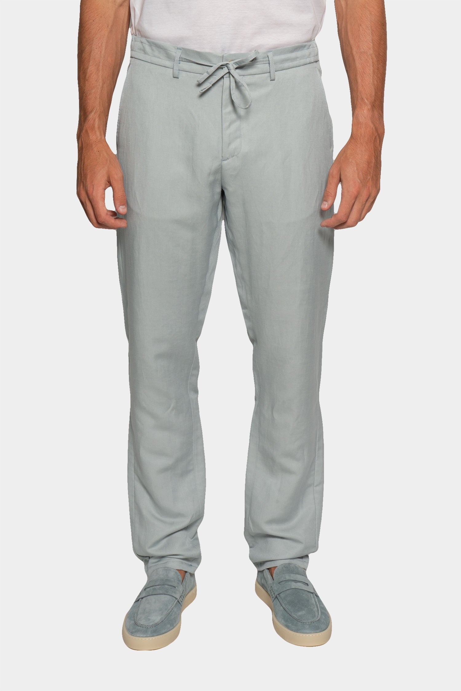 CANALI | Linen & Silk Drawstring Trouser | Light Blue
