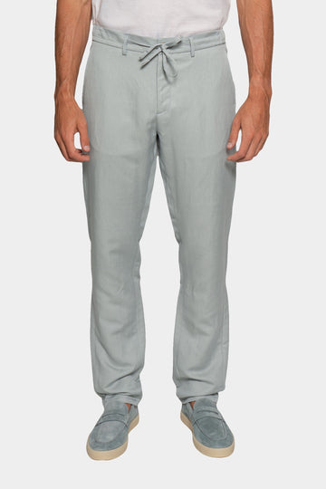 CANALI Light Blue Linen & Silk Drawstring Trouser