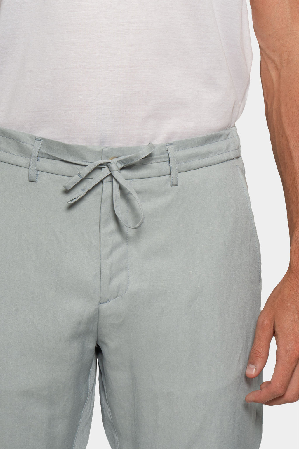 CANALI | Linen & Silk Drawstring Trouser | Light Blue