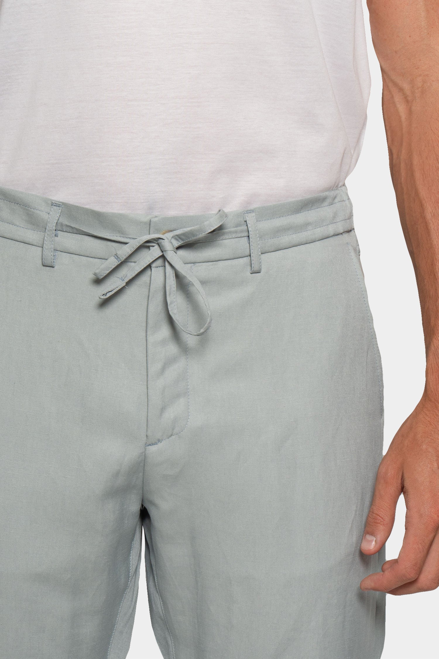 CANALI | Linen & Silk Drawstring Trouser | Light Blue