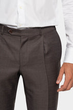 CANALI | 1 Pleat Wool Trousers | Dark Brown