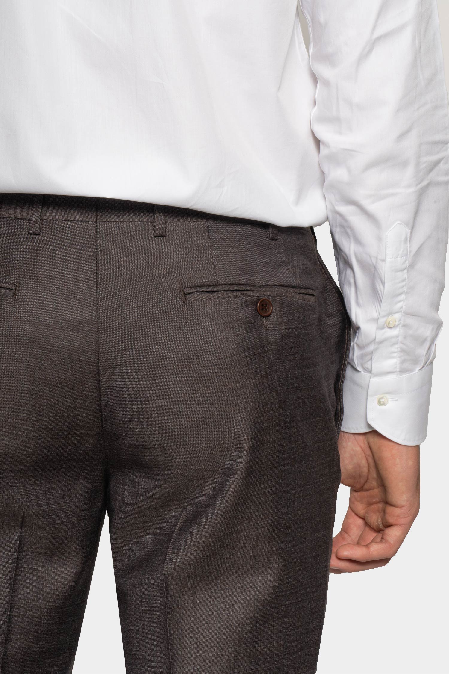 CANALI | 1 Pleat Wool Trousers | Dark Brown