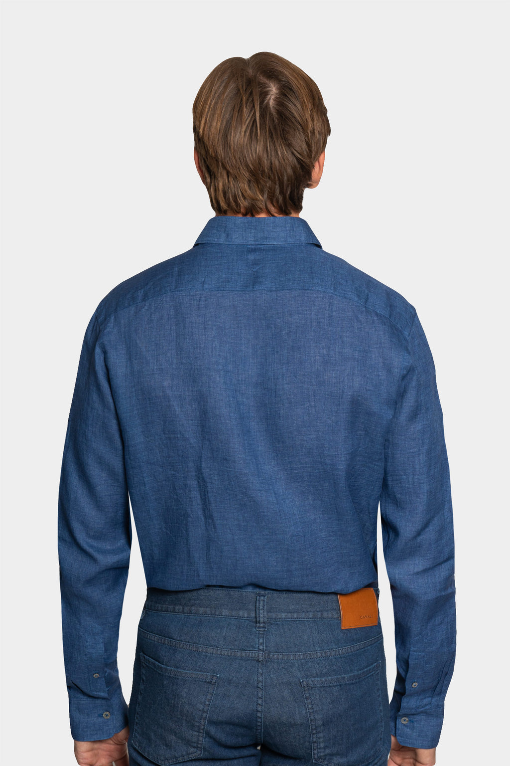 CANALI | Linen Shirt With Placket | Dark Blue