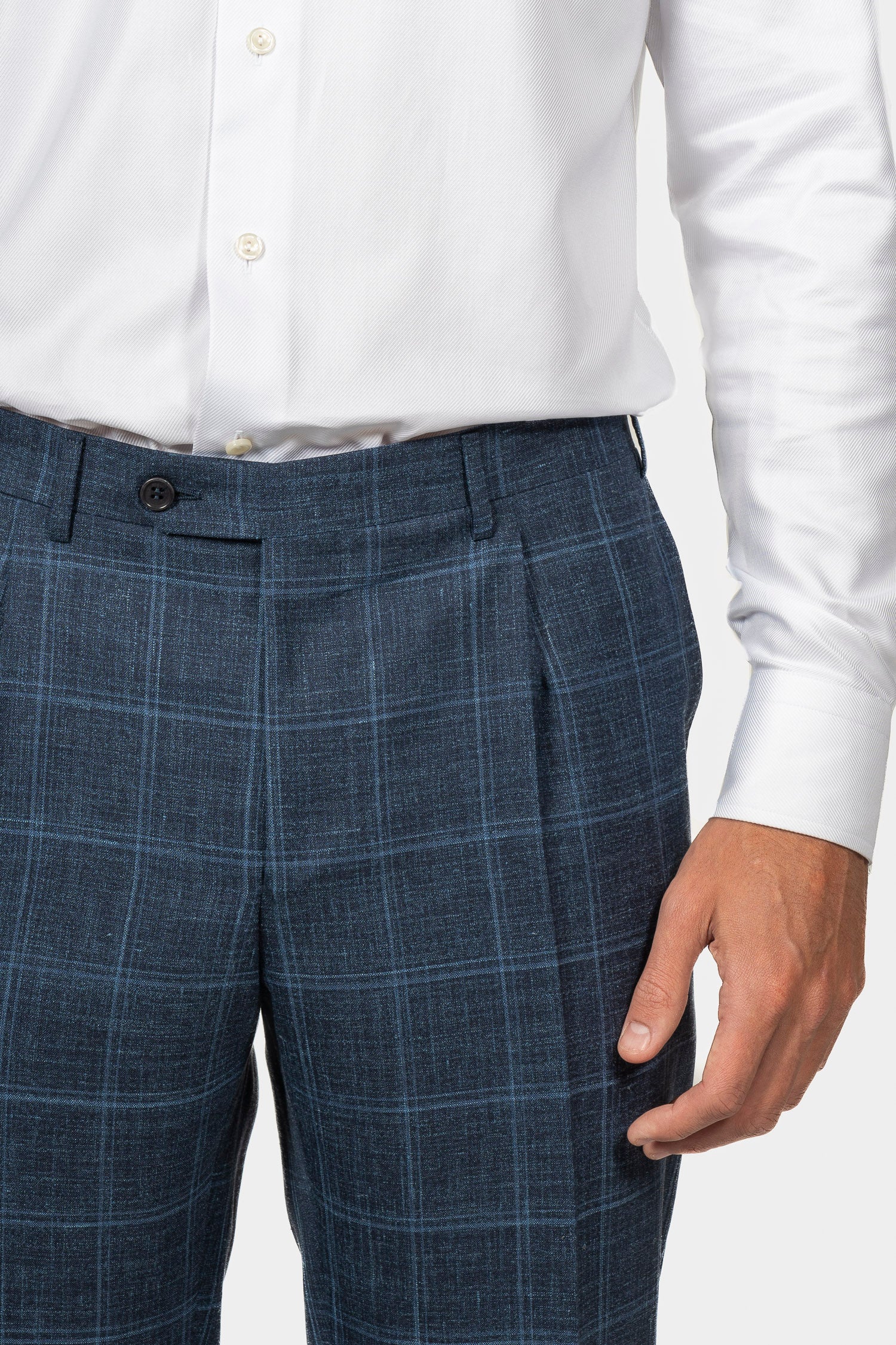 CANALI | Unlined Check Travel Suit | Dark Blue