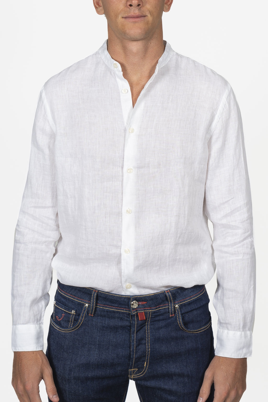 ALTEA | Mandarin Collar Shirt | White