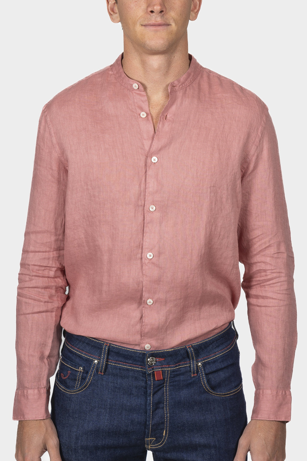 ALTEA | Mandarin Collar Shirt | Dusty Pink