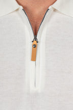 CANALI | Zip-Neck Knitted Polo | White