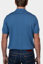 CANALI | Zip-Neck Knitted Polo | Sky Blue