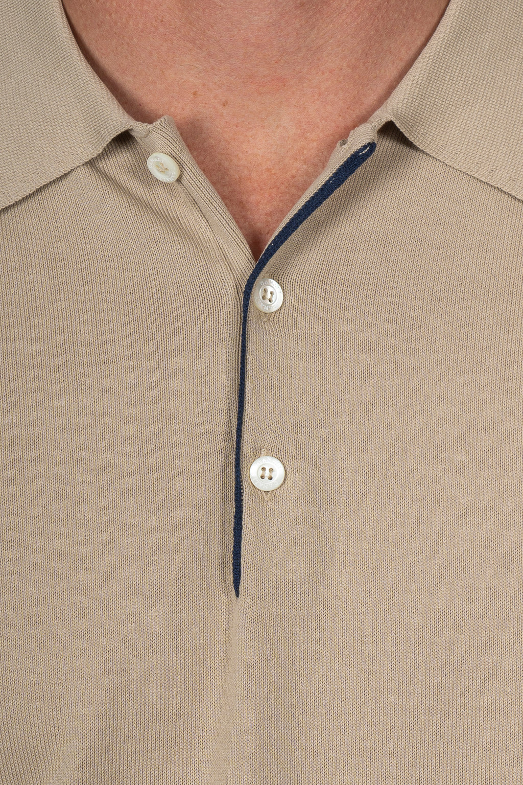 CANALI | Buttoned Knit Polo | Sand