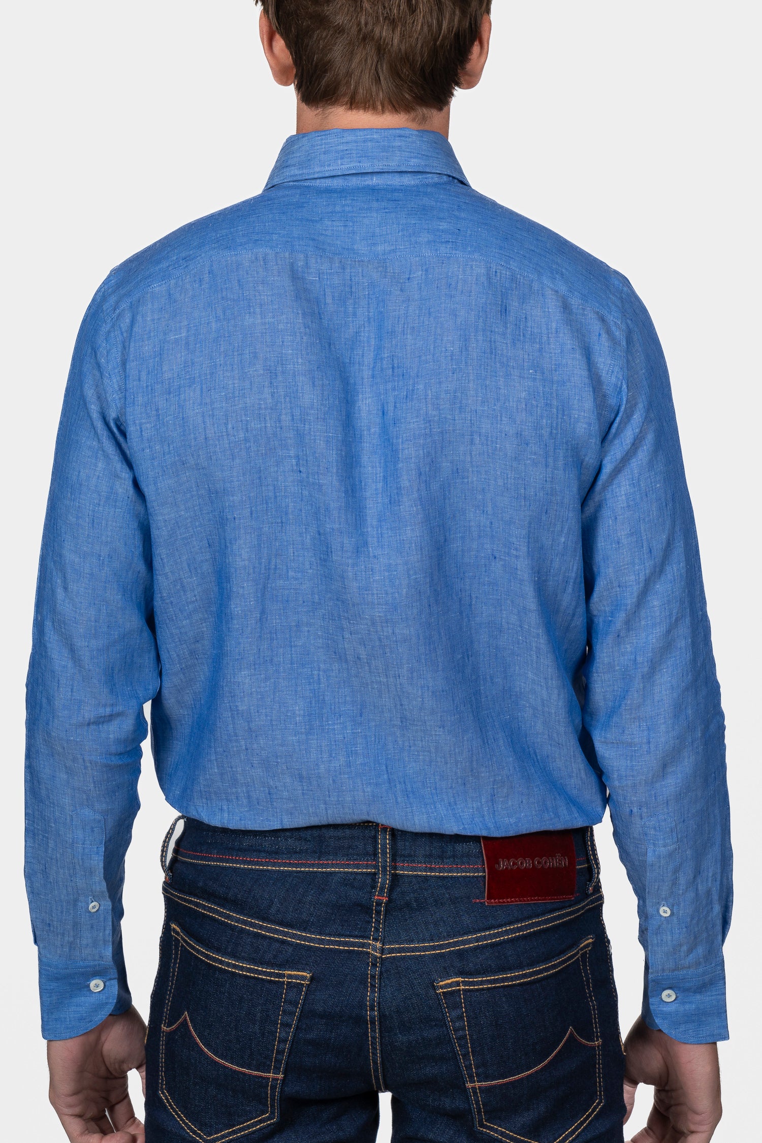 CANALI | Plain Linen Shirt | Mid-Blue