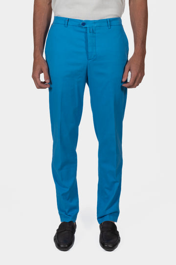 KITON Blue Cotton & Silk Trousers