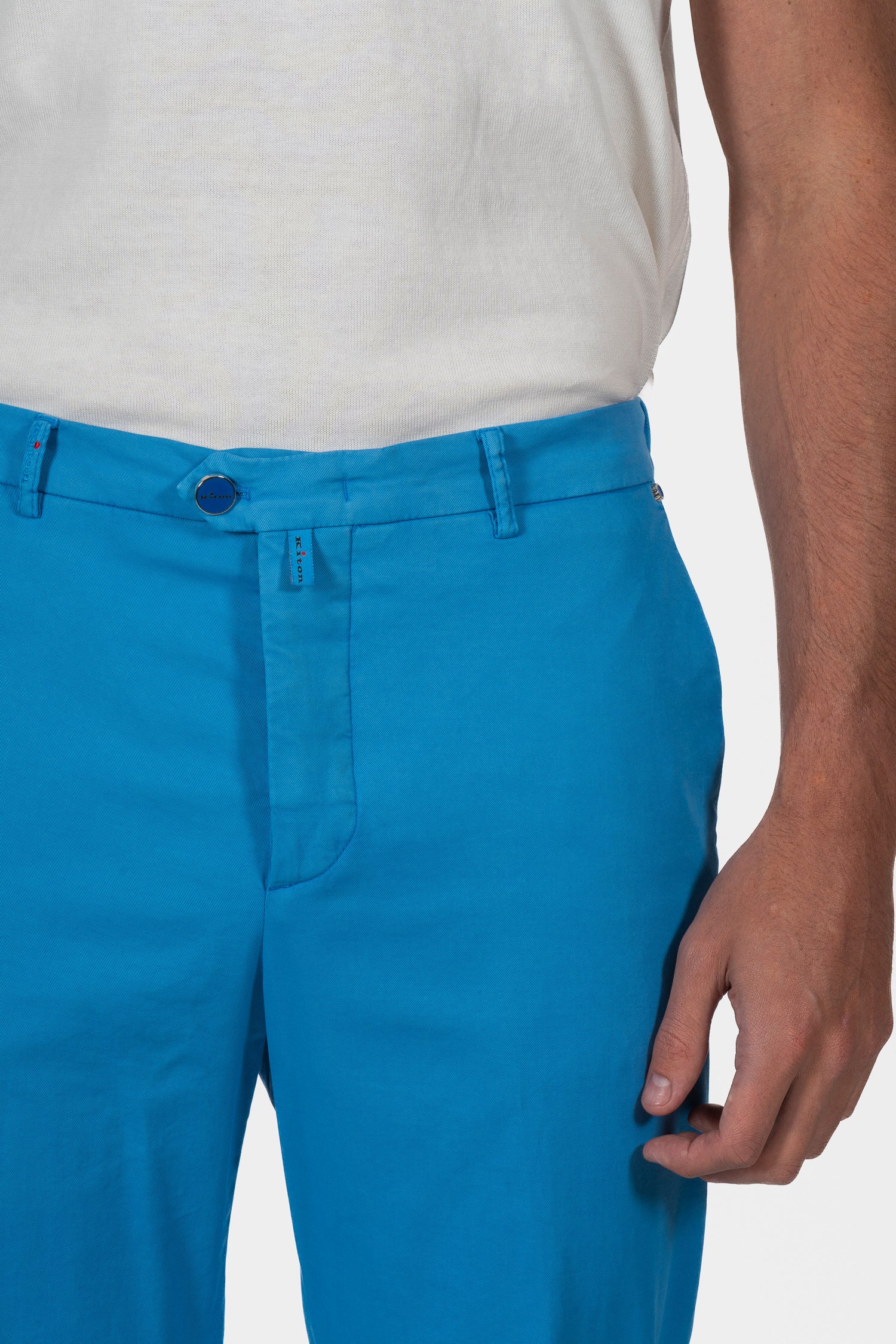 KITON | Cotton & Silk Trousers | Blue