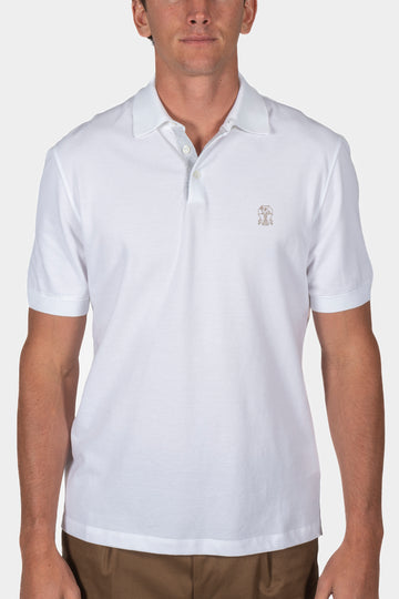 BRUNELLO CUCINELLI White Regular Fit Polo