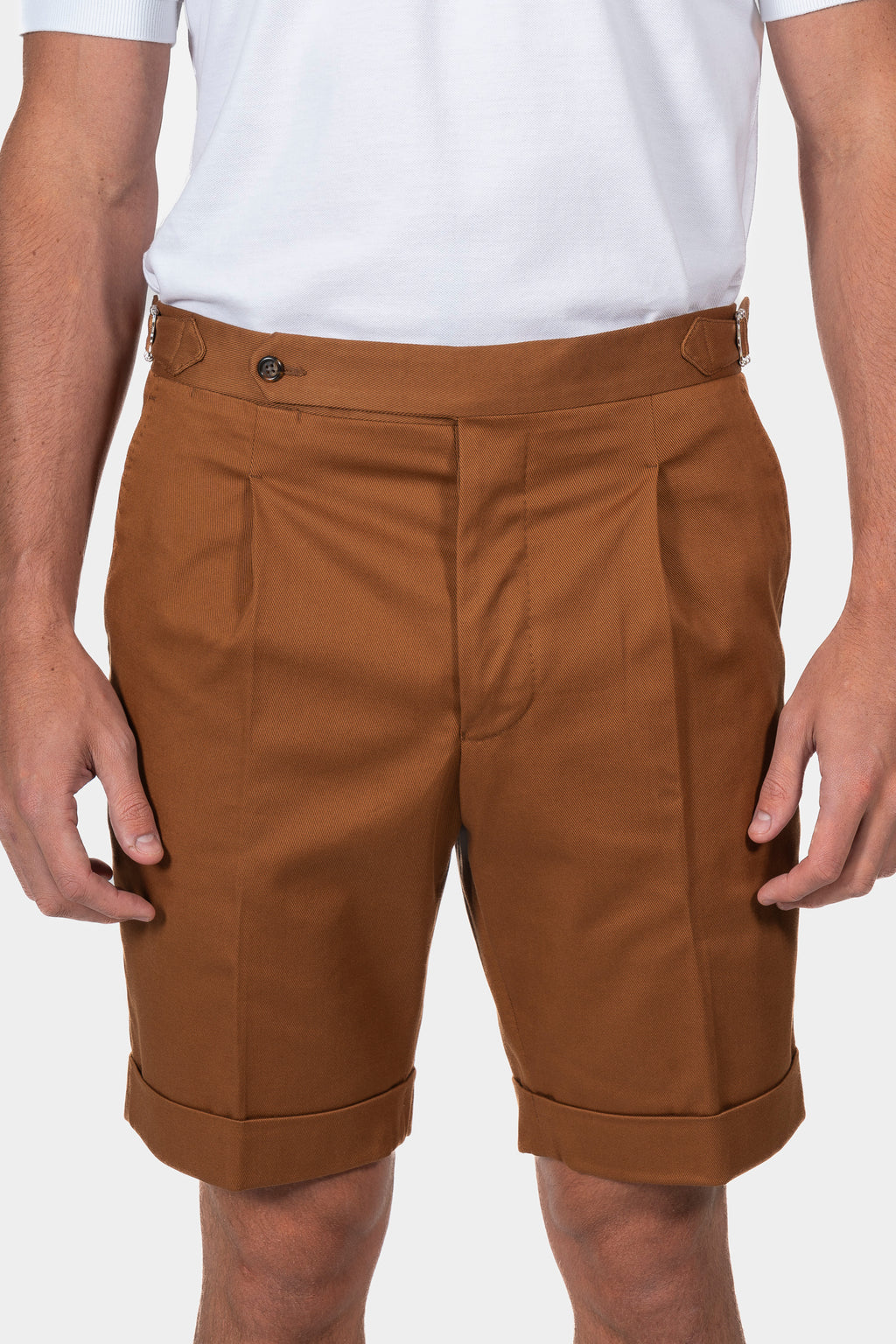 PINI PARMA | Shorts With Side Tabs | Cognac