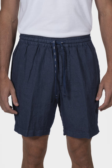ALTEA Navy Linen Drawstring Shorts